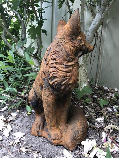 Grote foto vos stenen beeld vos dierfiguren vos tuinbeelden. steen oxid tuin en terras tuindecoratie