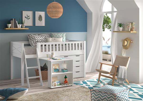 Grote foto scott halfhoogslaper luxe in wit zelf samen te stellen vipack kinderen en baby complete kinderkamers