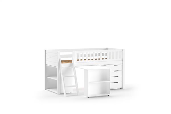 Grote foto scott halfhoogslaper met bureau boekenkast en ladekast 90x200 wit vipack kinderen en baby complete kinderkamers