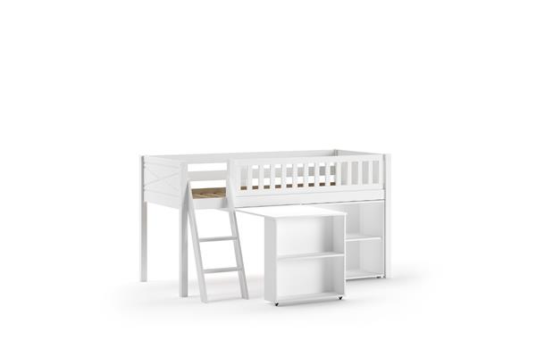 Grote foto scott halfhoogslaper met bureau en boekenkast 90x200 wit vipack kinderen en baby complete kinderkamers