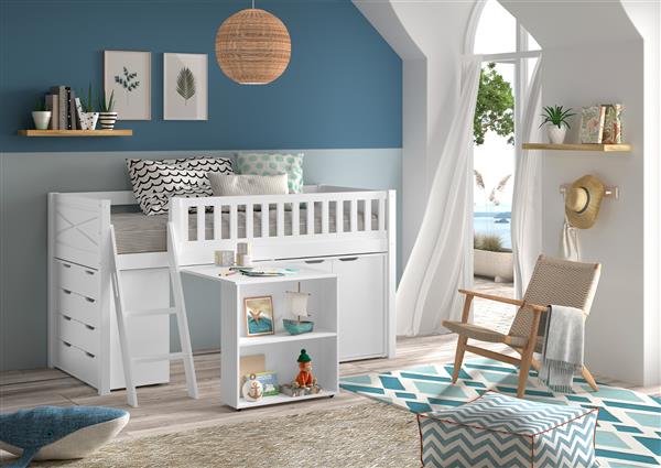 Grote foto scott halfhoogslaper luxe in wit zelf samen te stellen vipack kinderen en baby complete kinderkamers