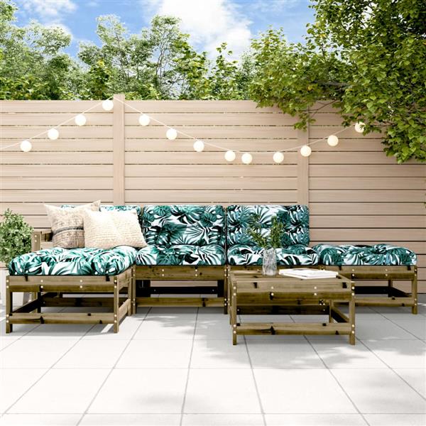 Grote foto vidaxl 6 delige loungeset met kussens ge mpregneerd grenenhout tuin en terras tuinmeubelen