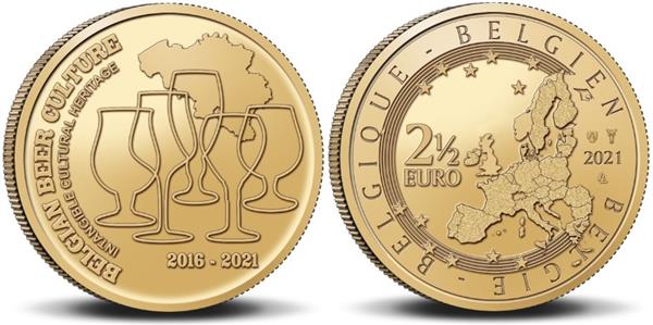 Grote foto belgi 2 5 euro 2021 biercultuur coincard nederlands verzamelen munten overige