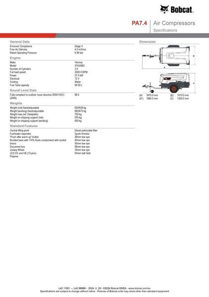 Grote foto bobcat mobiele compressor pa7.4 doe het zelf en verbouw compressors