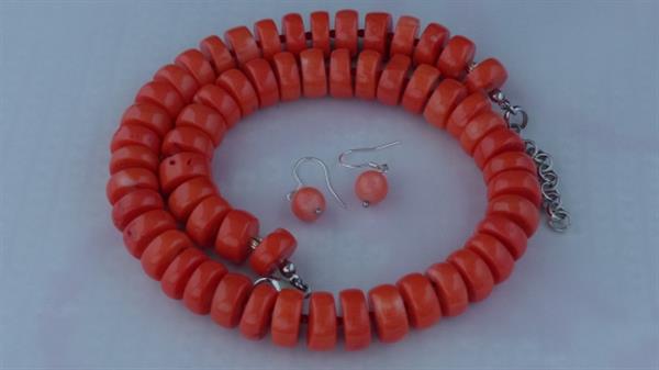 Grote foto koraal ketting oorhanger set sieraden tassen en uiterlijk kettingen