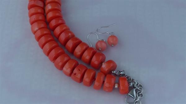 Grote foto koraal ketting oorhanger set sieraden tassen en uiterlijk kettingen