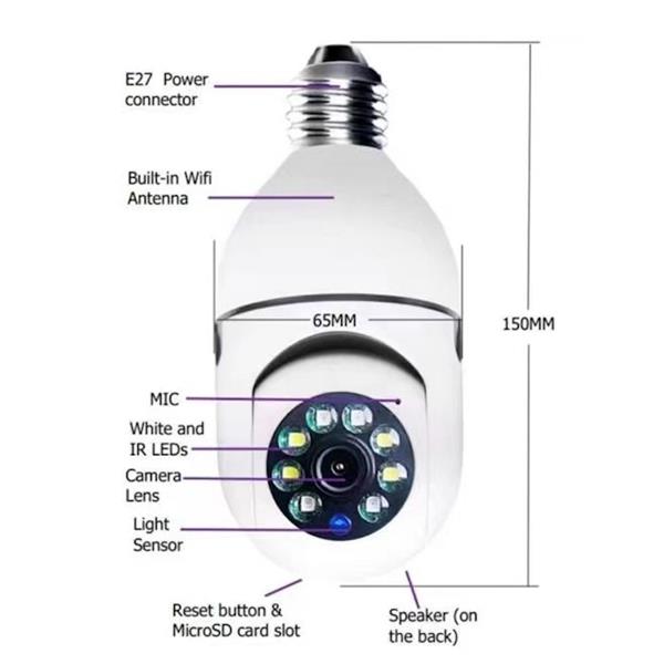 Grote foto afintek wifi panorama camera beveiligingscamera voor e27 lamp fitting audio tv en foto videobewakingsapparatuur