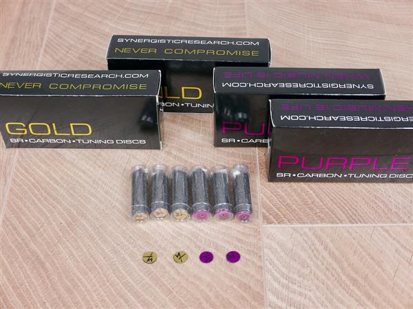 Grote foto synergistic research audio carbon tuning discs gold and purple new 4 sets available audio tv en foto algemeen
