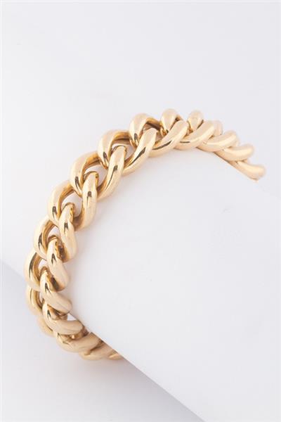 Grote foto gouden gourmet schakel armband 19 cm verlengen mogelijk kleding dames sieraden