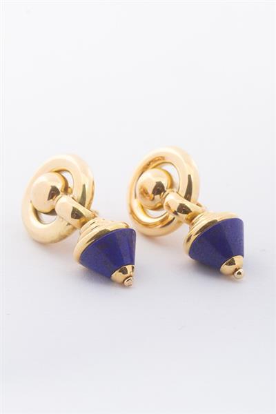 Grote foto gouden oorhangers met lapis lazuli kleding dames sieraden