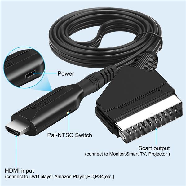 Grote foto afintek hdmi naar scart kabel inclusief adapter 100cm audio tv en foto algemeen