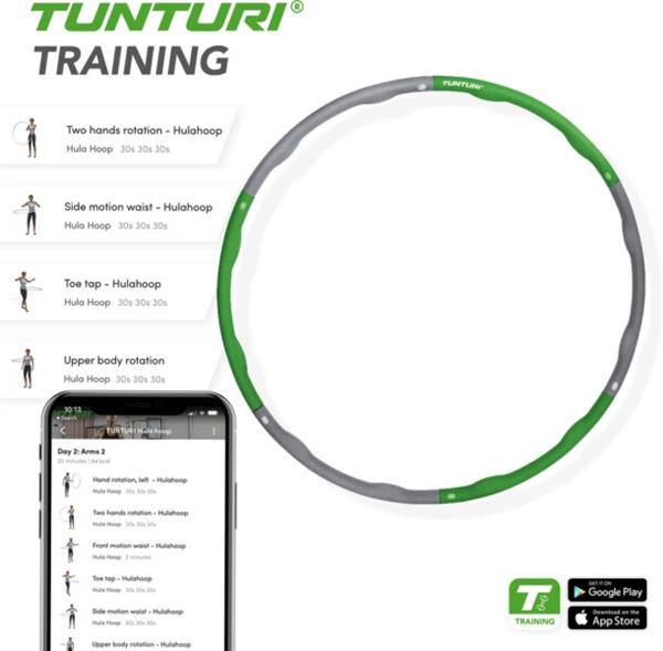 Grote foto tunturi fitness hoelahoep fitness hoepel fitness hulahoop 1 8 kg groen grijs incl. gratis sport en fitness fitness