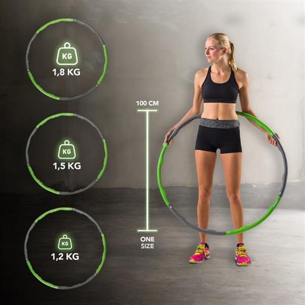 Grote foto tunturi fitness hoelahoep fitness hoepel fitness hulahoop 1 8 kg groen grijs incl. gratis sport en fitness fitness