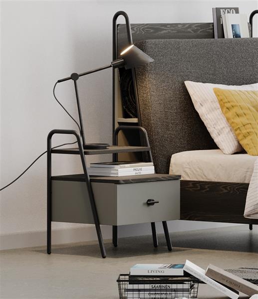 Grote foto arwen nachtkastje in zwart grijs almila huis en inrichting complete slaapkamers