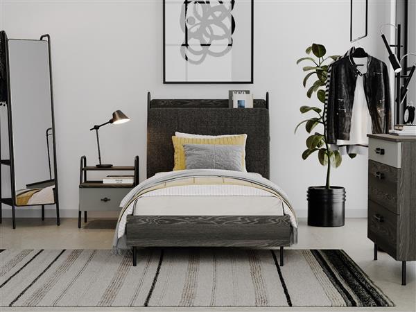 Grote foto arwen 1 persoonsbed zwart antraciet almila antiek en kunst stoelen en banken
