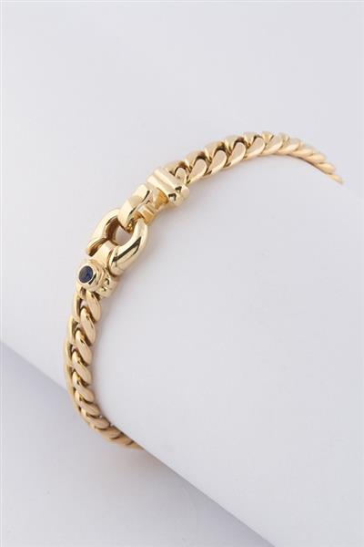 Grote foto gouden gourmet armband met bij het slot een cabochon geslepen saffier sieraden tassen en uiterlijk armbanden voor haar